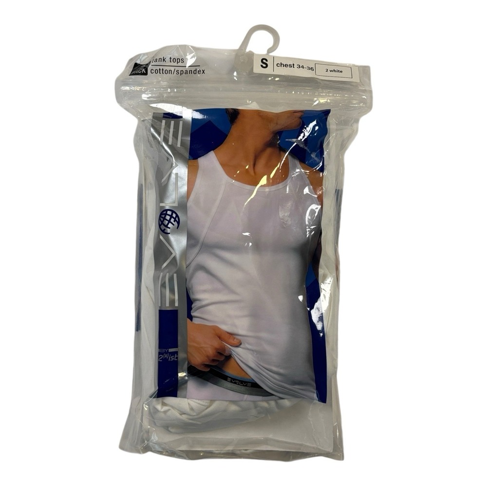 2xist Evolve  Cut Tank Top 2-Pack White Size Small Open Package